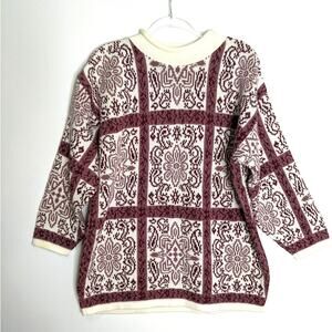 Cut 4 U Vintage 80's Mom Sweater Rolled Mock Neck Acrylic Size Large
